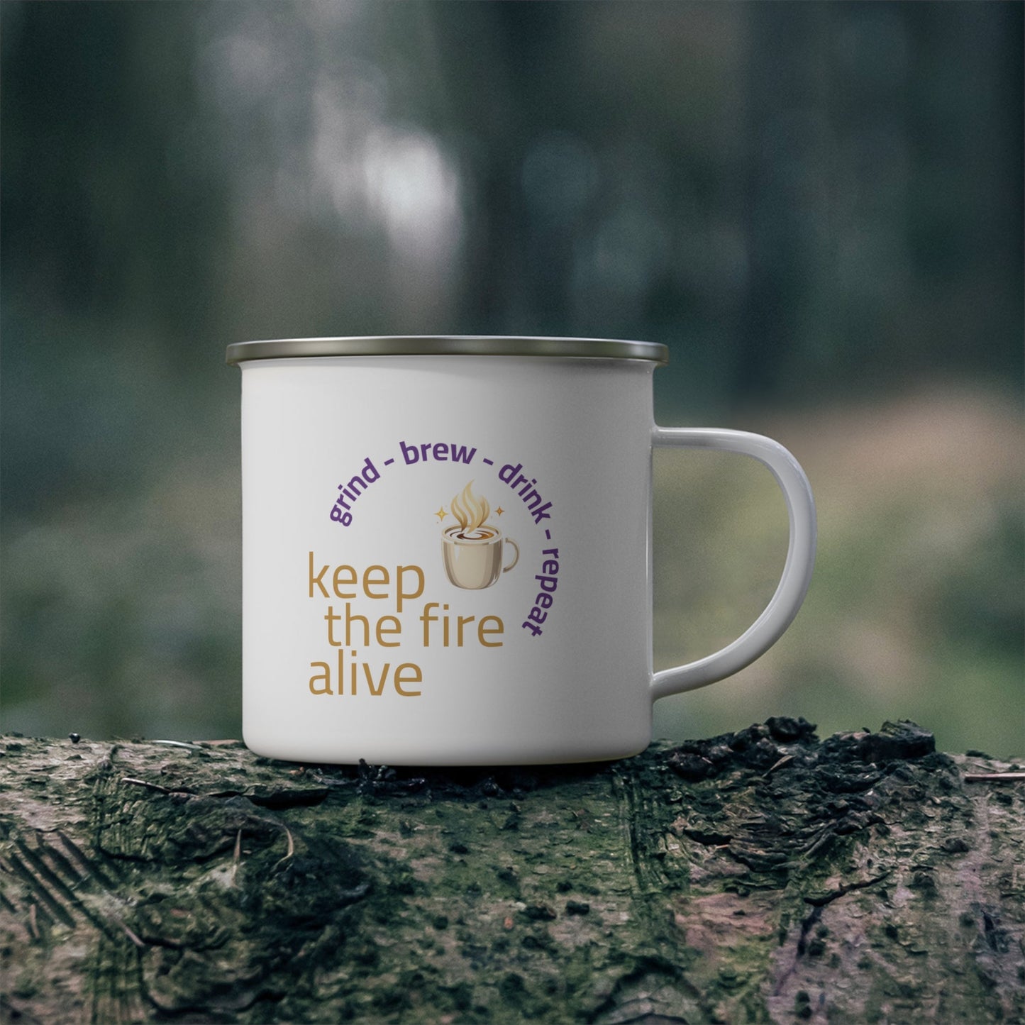 Enamel Camping Mug — Rustic Outdoor Travel Coffee Cup - Cinder Coffee