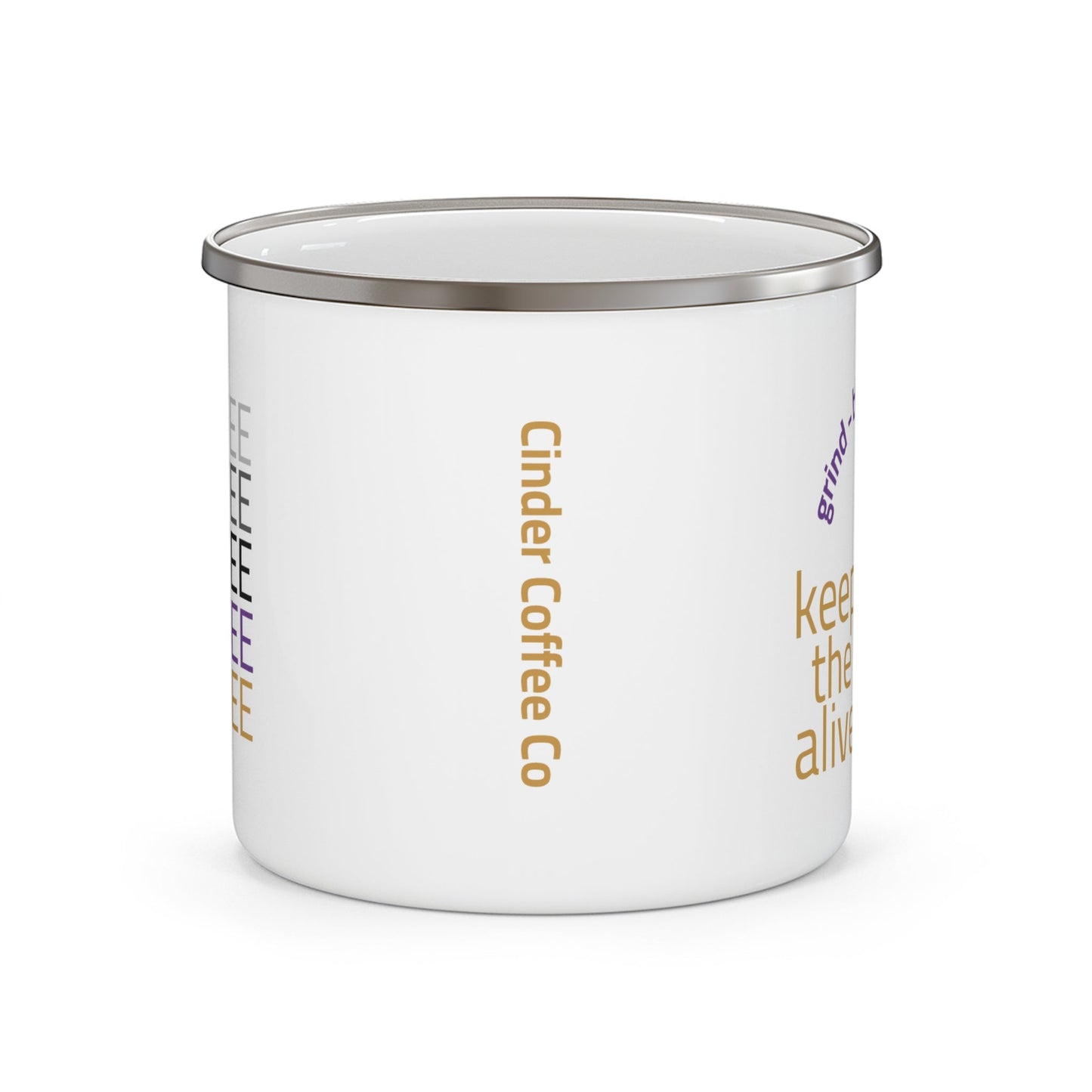 Enamel Camping Mug — Rustic Outdoor Travel Coffee Cup - Cinder Coffee