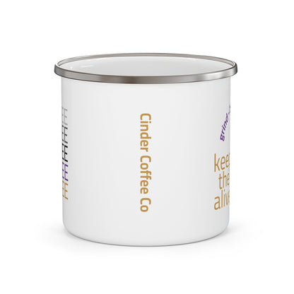Enamel Camping Mug — Rustic Outdoor Travel Coffee Cup - Cinder Coffee
