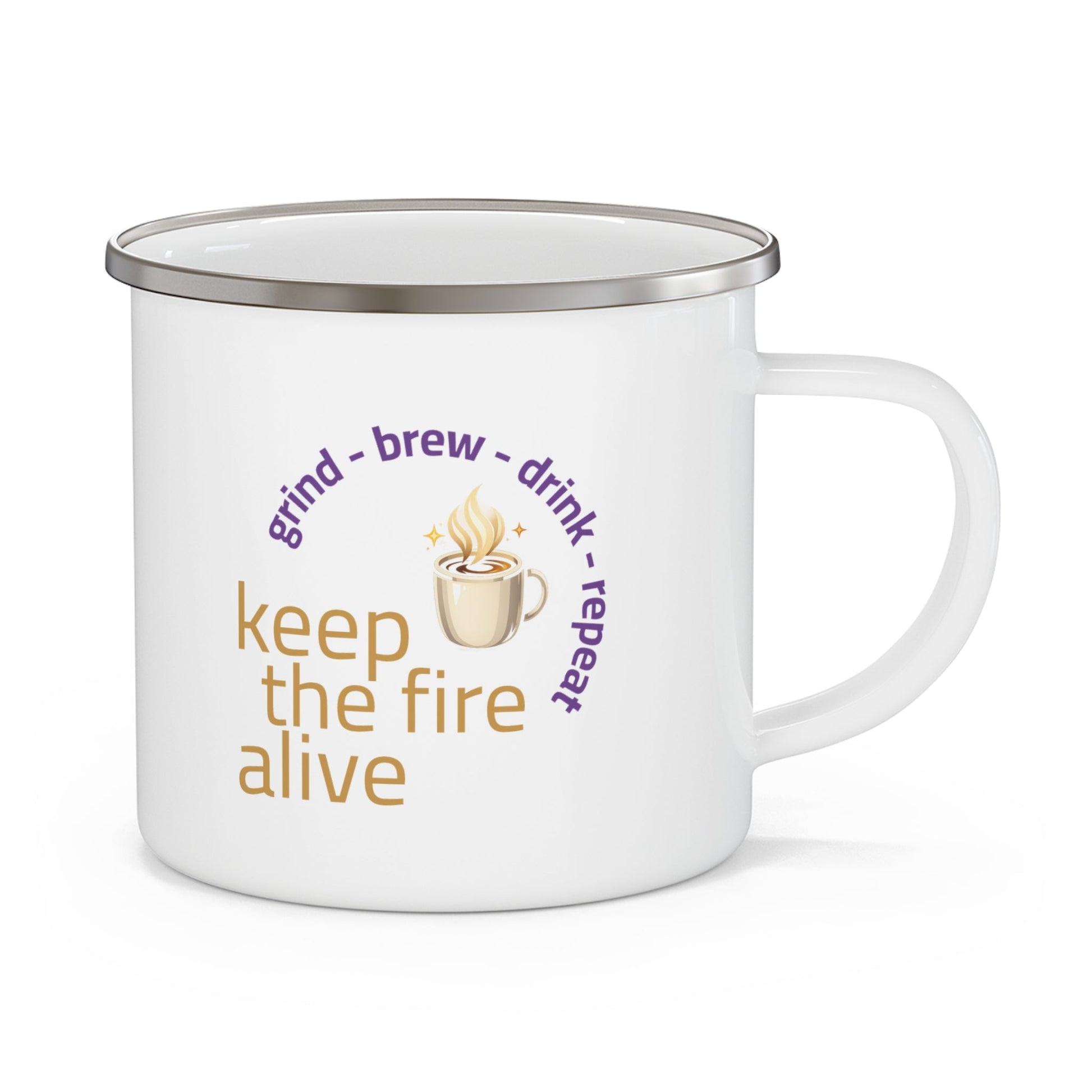 Enamel Camping Mug — Rustic Outdoor Travel Coffee Cup - Cinder Coffee